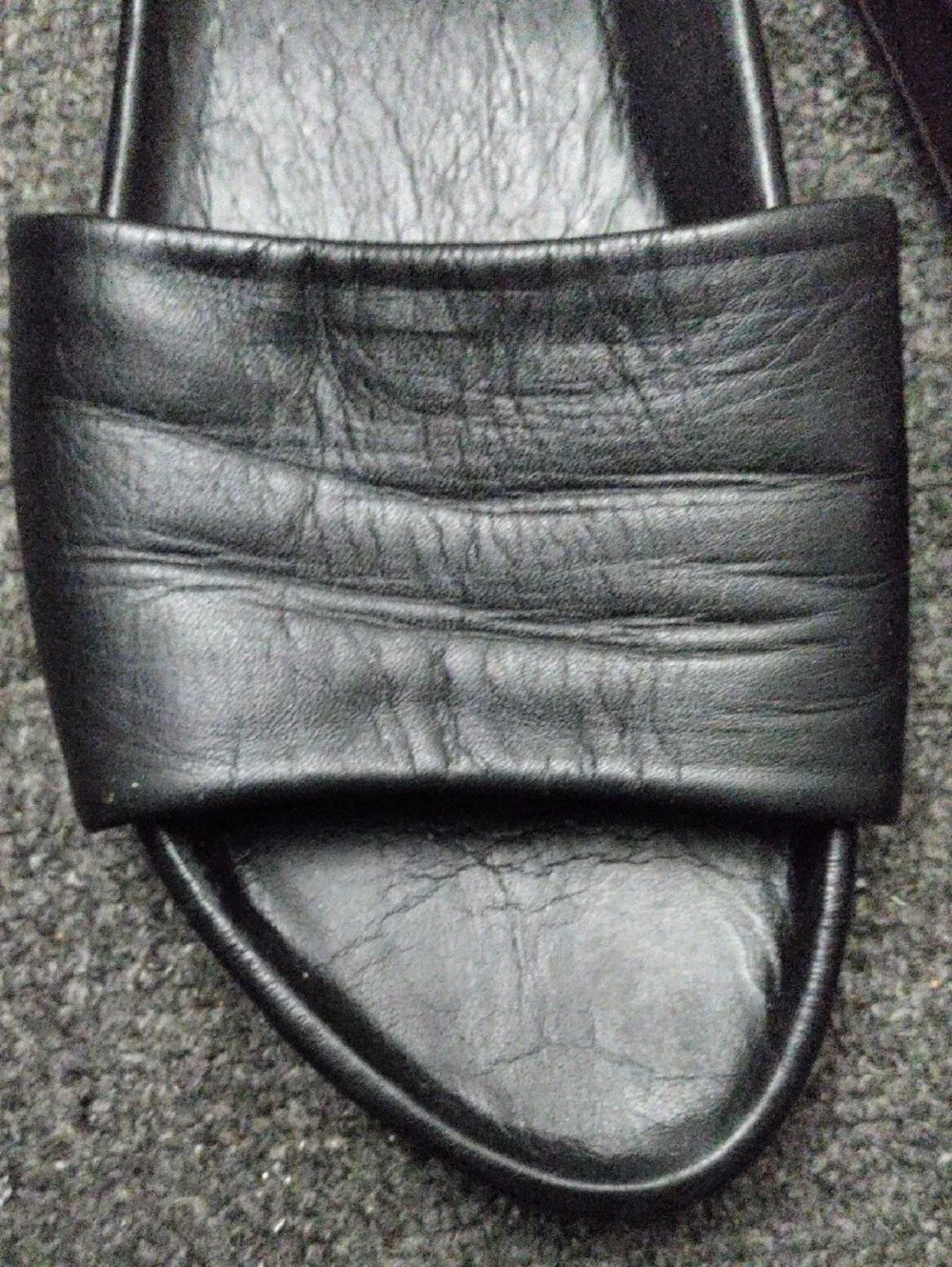 beek Black Leather Slide Sandals